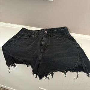 American Eagle Outfitters Black Frayed Jean Shorts